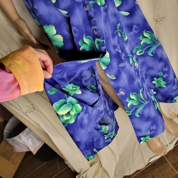 VTG Miss Dorby Blue and green  Hawaiian casual Dress. - Picture 9 of 14